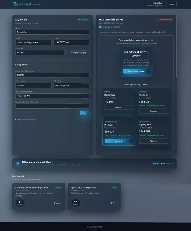 Panou de control live al evenimentului