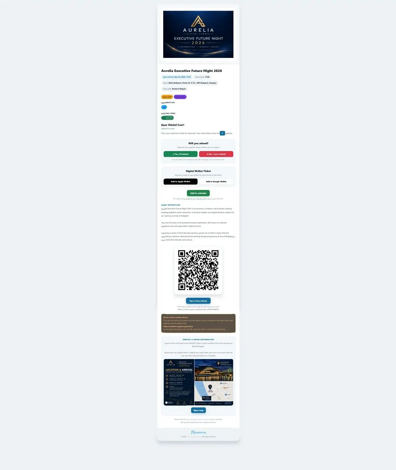 Invitație și bilet digital